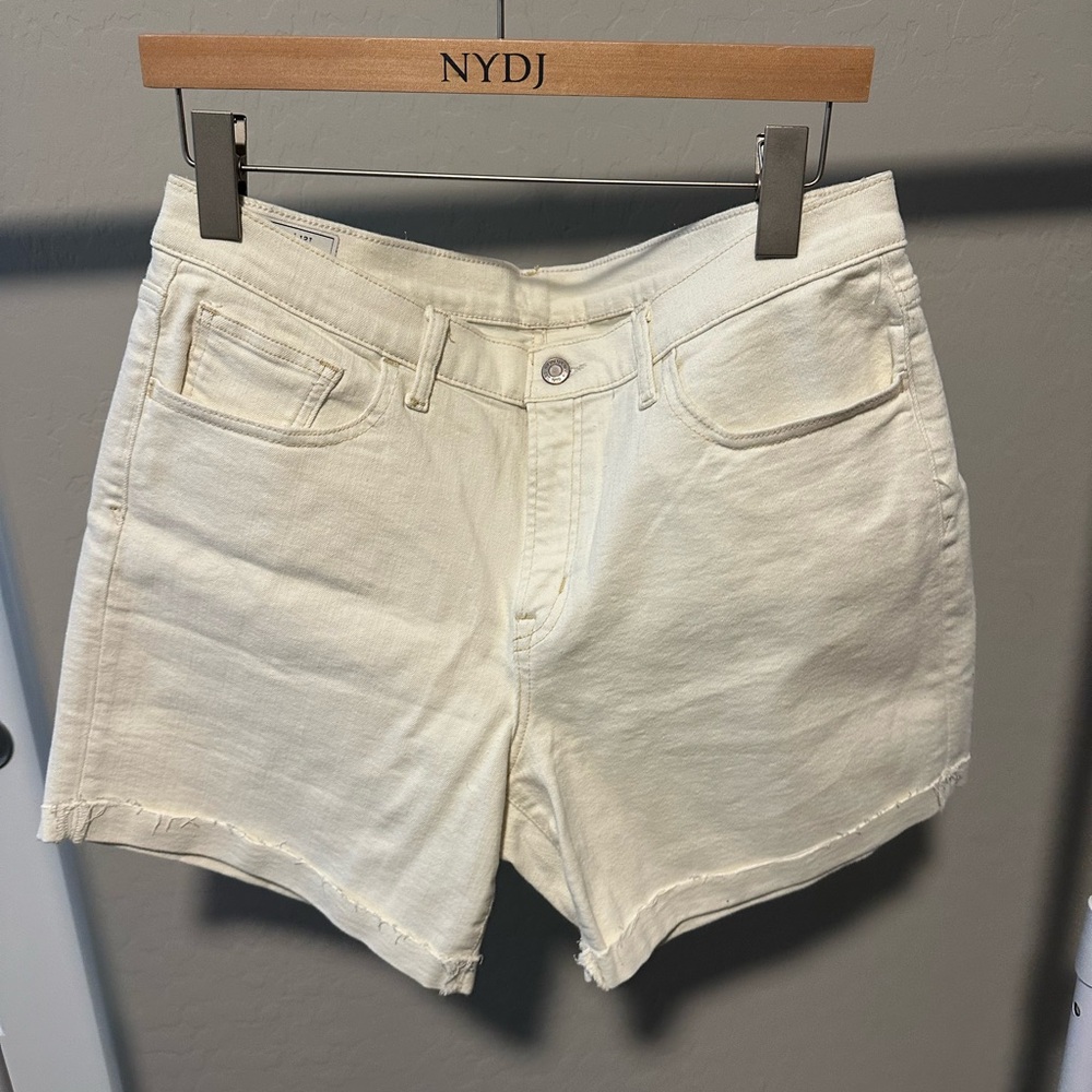 GAP Cream High-Waisted Jean Shorts Cuffed